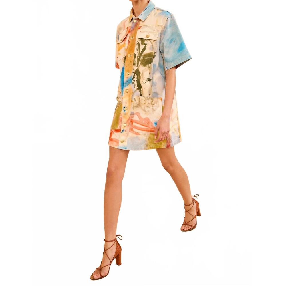 NEW ULLA JOHNSON painters denim mini dress in western dream - Picture 3 of 4